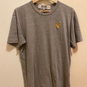 Comme des Garcons Play Gold Heart Logo Tee Grey